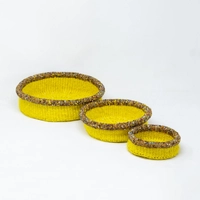 Natural Sisal Basket Bowl Set - Multi Colors - Yellow