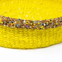 Natural Sisal Basket Bowl Set - Multi Colors - Yellow