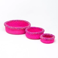 Natural Sisal Basket Bowl Set - Multi Colors - Yellow