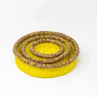 Natural Sisal Basket Bowl Set - Multi Colors - Yellow