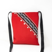 Rectangular Red Embroidered Cross Body Bag