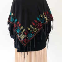 Egyptian Embroidered Black Scarf - Pattern 1