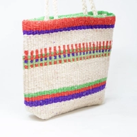 Medium Canvas Fabric Tote Bag - Multiple Colors - Red-Blue-Green