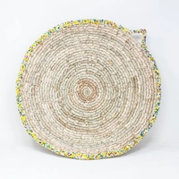 Beaded Straw Bread Plate - Multi Colors - Colorful