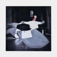 Sufi Whirling Dervish Canvas in Black and White