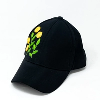 Black Floral Hand Embroidered Cap