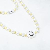Set of White Beaded Necklace and Bracelet