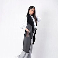 Long Black and Grey Vest with Bedouin Pockets
