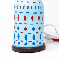Table Lamp with Geometrical Patterns - Red and Blue