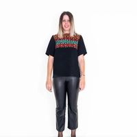 Black Embroidered Shirt - Bethlehem Star Motive - Small