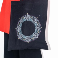 Black Tote Bag With Mandala Details