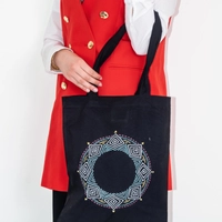 Black Tote Bag With Mandala Details