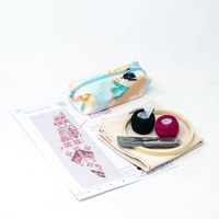 DIY Palestine Map Embroidery Kit - Turquois Horses Bag - Off White