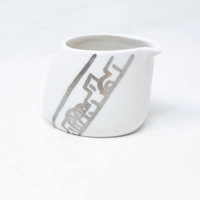 White Ceramic Syrup Jug - Silver