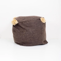 Handmade Cube-Shaped Seat Made of Recycled Wool for Exceptional Comfort - Brown