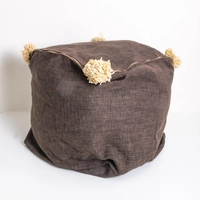 Handmade Cube-Shaped Seat Made of Recycled Wool for Exceptional Comfort - Brown