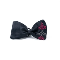 Embroidered Bow Tie In Multiple Designs - White & Blue