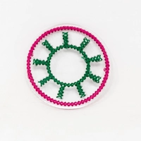 Round Embroidery Coasters Set Of Two - Red & Green