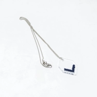 Silver Embroidered Necklace - Two Color Options - Blue