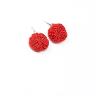 Yarn Ball Earrings - Red