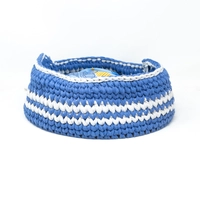 Open Crochet Cat Bed House - Blue & Gray