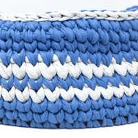 Open Crochet Cat Bed House - Blue & Gray