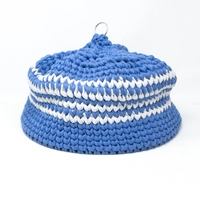 Closed Crochet Cat Bed House - Blue & Gray