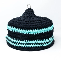 Closed Crochet Cat Bed House - Blue & Gray