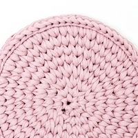 Hand Knitted Cooking Pot Crochet Coaster - Multiple Colors - Pink