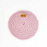 Hand Knitted Cooking Pot Crochet Coaster - Multiple Colors - Pink