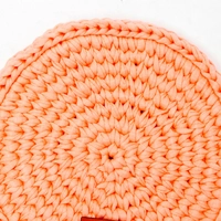 Hand Knitted Cooking Pot Crochet Coaster - Multiple Colors - Pink