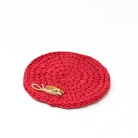 Hand Knitted Cooking Pot Crochet Coaster - Multiple Colors - Pink