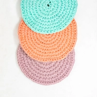 Hand Knitted Cooking Pot Crochet Coaster - Multiple Colors - Pink