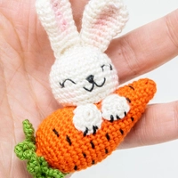 Amigurumi Crochet Bunny and Carrot Keychain