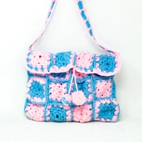 Crochet Bag in Blue and Pink