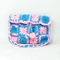 Crochet Bag in Blue and Pink