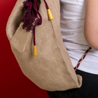 Burlap Backpack with Small Purse