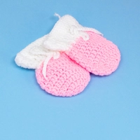 Crochet Baby Mittens - White and Blue