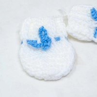 Crochet Baby Mittens - White and Blue