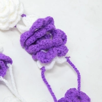 Flowers Crochet Scarf - White and Purple