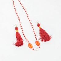 Necklace and Earrings Set - Red and White