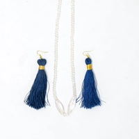 Necklace and Earrings Set - White and Blue