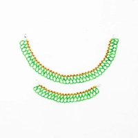 Set of Beaded Necklace and Bracelet - Green