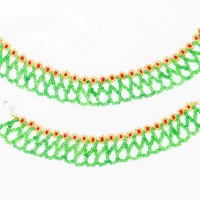 Set of Beaded Necklace and Bracelet - Green