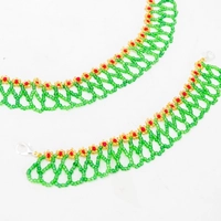 Set of Beaded Necklace and Bracelet - Green