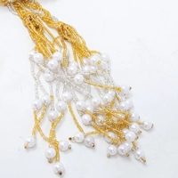 Beads Waist Belt - Gold and White 