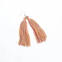 Colored Threads Tassels Earrings - Two Tassels