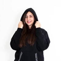 Black Hoodie with Hand-Embroideries - Large