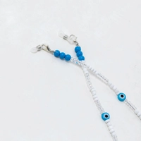 Beaded Glasses Strap - Multicolor - White & Blue