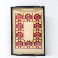 Embroidered Serving Tray - Red and Yellow